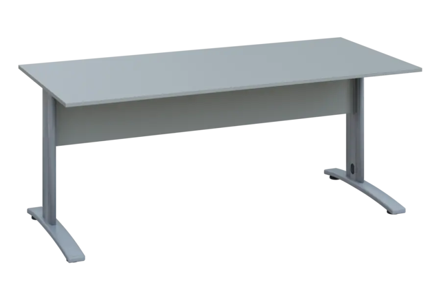 EPK 28 - 18 stůl kancelářský, kovová podnož stříbrná, deska 25 mm, široký 1800 mm, šedá